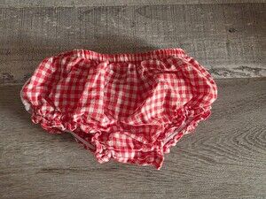 Baby Starters Red White Gingham Ruffled Bloomers Diaper Cover Size 9m 124b